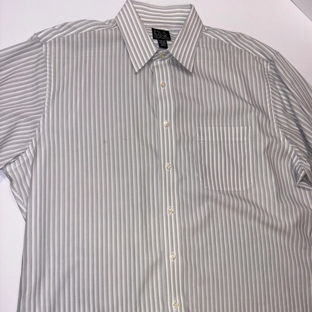 JOS‎ A BANK Traveler's Collection Tailored Fit Striped Dress Shirt 17 34 Men - Picture 5 of 8